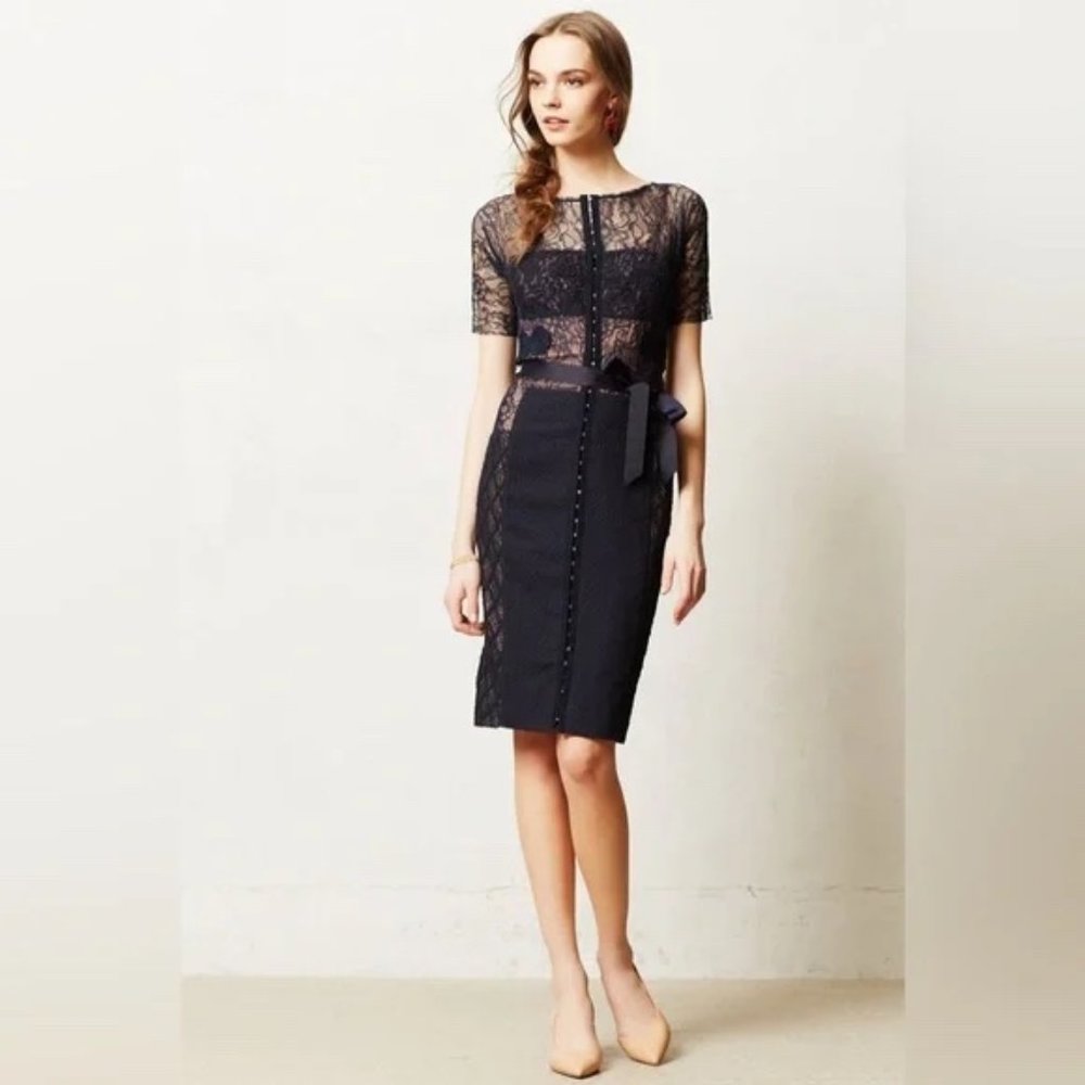 Byron Lars Navy Carissima Lace Sheath Dress SIZE 4; NWT